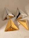 Stainless Steel 3D Triangle Earrings