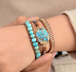 Handmade Natural Stone Copper Bracelet