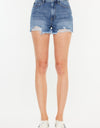 Kancan Distressed Raw Hem High Waist Denim Shorts