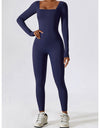 Square Neck Long Sleeve Sports Jumpsuit