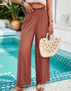 Smocked Wide Leg Pants with Pockets