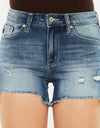 Kancan High Waist Raw Hem Denim Shorts