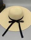 Bow Paper Braided Wide Brim Hat