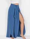 Plus Size Tied Slit Wide Leg Pants