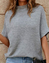 Mock Neck Short Sleeve Sweater