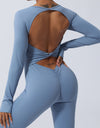 Twisted Backless Long Sleeve Jumpsuit