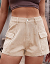 High-Waist Denim Shorts with Pockets