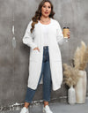 Plus Size Long Sleeve Pocketed Cardigan