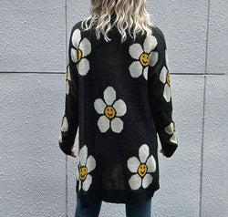 Floral Button Down Longline Cardigan