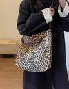 Leopard Contrast Adjustable Strap Shoulder Bag