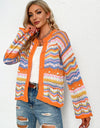 Chevron Stripes Openwork Cardigan