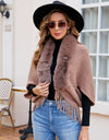 Open Front Fringe Hem Poncho