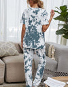 Shiny Tie-Dye Tee and Drawstring Waist Joggers Lounge Set