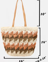 Fame Straw Braided Striped Tote Bag