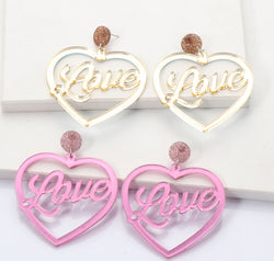 Heart Shape Acrylic Dangle Earrings