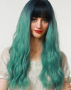 13*1" Full-Machine Wigs Synthetic Long Wave 26" in Seafoam Ombre