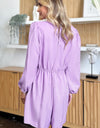 Double Take Full Size Drawstring Long Sleeve Romper