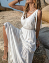 V-Neck Tie Shoulder Crochet Maxi Dress