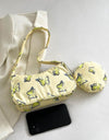 Butterfly Print Shoulder Bag with Purse