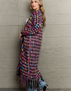 Multicolored Open Front Fringe Hem Cardigan