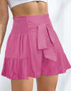 Smocked Tie-Front High-Rise Shorts