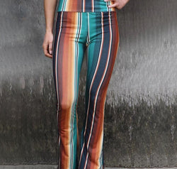High Waist Striped Bootcut Pants