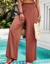 Smocked Wide Leg Pants with Pockets