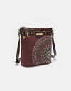 Nicole Lee USA Metallic Stitching Embroidery Inlaid Rhinestone Crossbody Bag