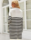 Striped Open Front Longline Cardigan