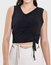 Drawstring Ruched Wide Strap Active Tank