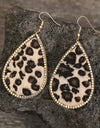 Zircon PU Leopard Teardrop Earrings