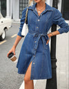 Button Down Long Sleeve Denim Dress