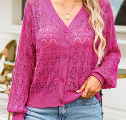 Openwork V-Neck Cardigan
