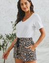 Full Size Leopard Drawstring Waist Shorts with Side Pockets