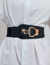 PU Elastic Wide Belt with Alloy Buckle