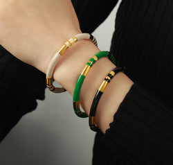 Enamel Titanium Steel Cuff Bracelet