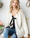 First Love Tie Closure Open Knit Cardigan