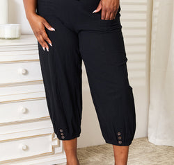 Decorative Button Cropped Pants
