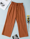 Drawstring Paperbag Waist Wide Leg Pants