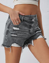 Asymmetrical Distressed Denim Shorts