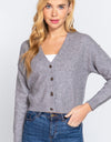 ACTIVE BASIC V-Neck Button Up Long Sleeve Knit Cardigan