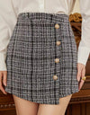 High Waist Buttoned Mini Skirt