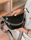 PU Leather Chain Trim Crossbody Bag