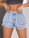 Raw Hem Pocketed Denim Shorts