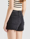 BAYEAS Stepped Waist Raw Hem Denim Shorts