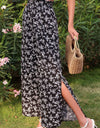 Floral Paperbag Waist Slit Ankle Wide Leg Pants