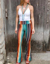 High Waist Striped Bootcut Pants