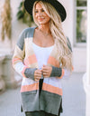 Color Block Open Front Slit Cardigan