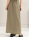 HYFVE Drawstring Washed Linen Maxi Skirt