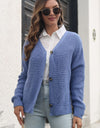 Button Down Ribbed Trim Cardigan